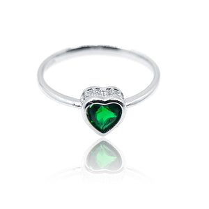 Green Heart Silver 925 Ring