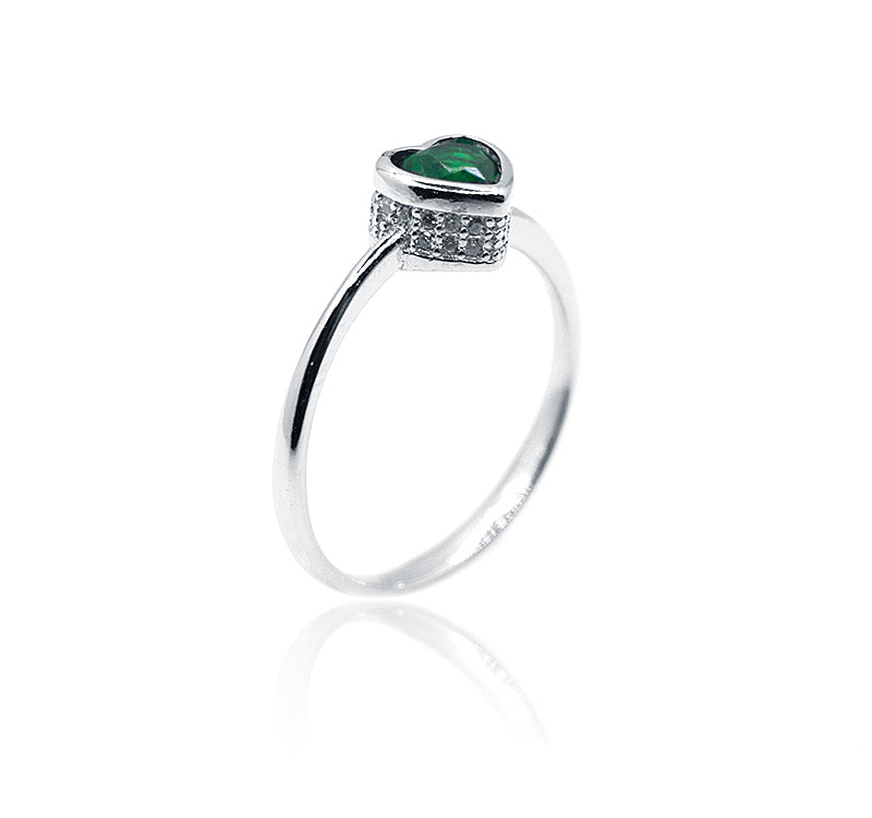 Green Heart Silver 925 Ring