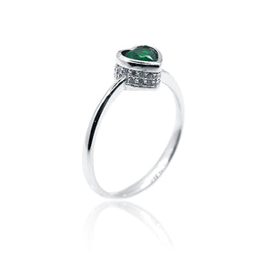 Green Heart Silver 925 Ring