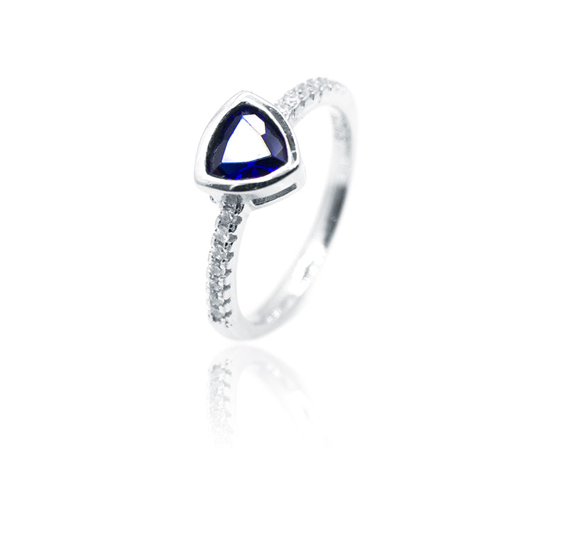 Blue Trillion Silver 925 Ring