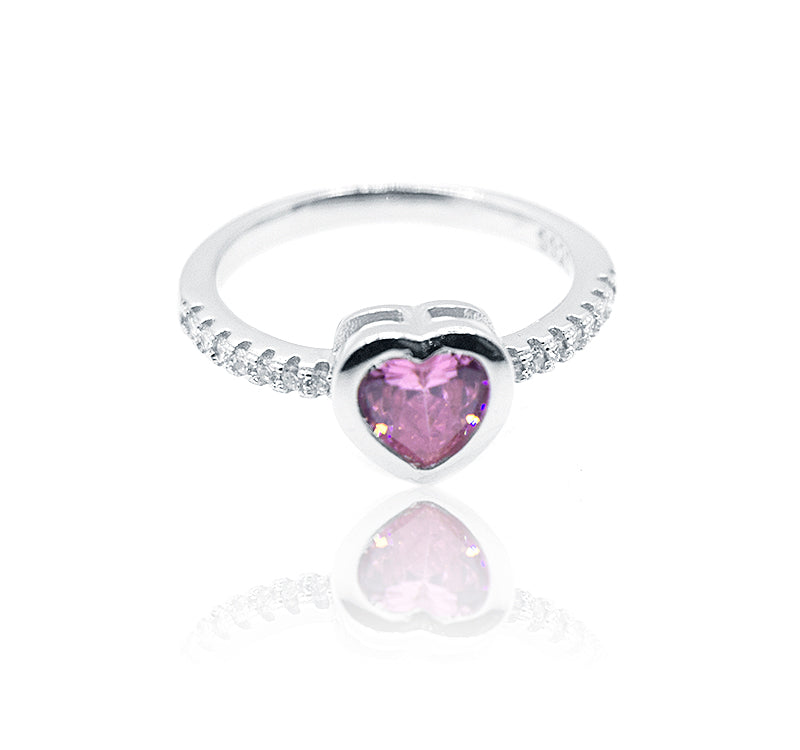 Pink Heart Silver 925 Ring