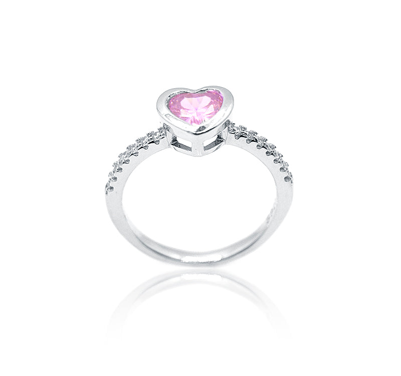 Pink Heart Silver 925 Ring