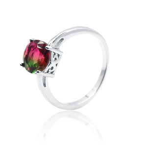 Green & Pink Silver 925 Ring