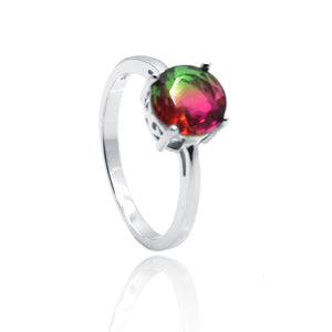 Green & Pink Silver 925 Ring