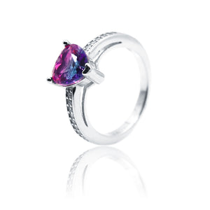 Blue Pink Heart Silver 925 Ring