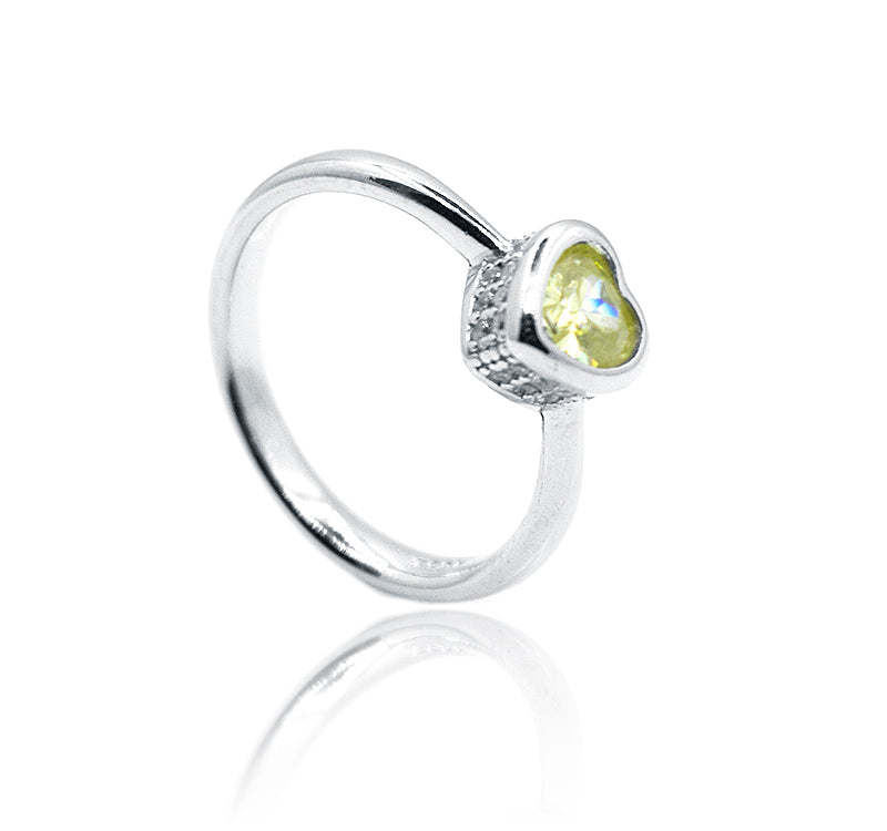 Yellow Heart Silver 925 Ring