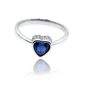 Blue Heart Silver 925 Ring