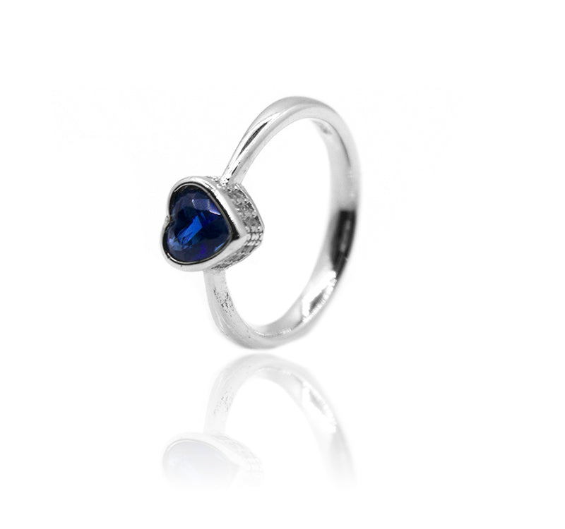 Blue Heart Silver 925 Ring