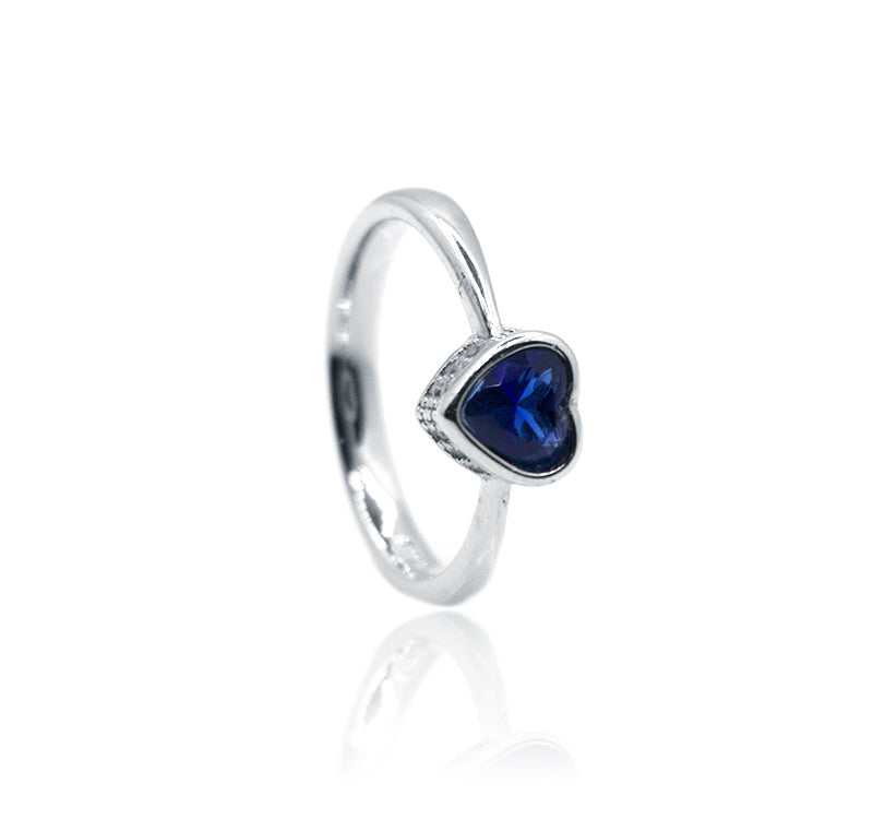 Blue Heart Silver 925 Ring