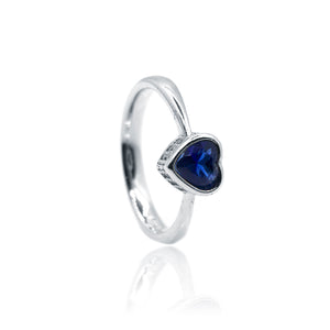 Blue Heart Silver 925 Ring