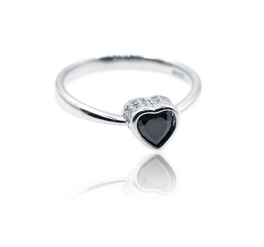 Black Heart Silver 925 Ring