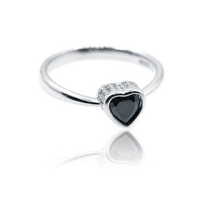 Black Heart Silver 925 Ring