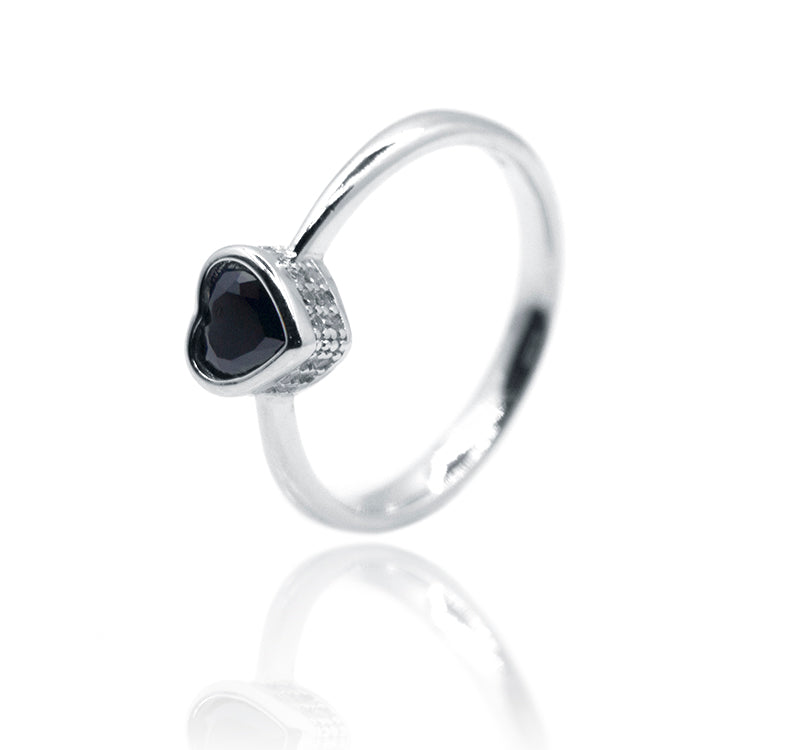 Black Heart Silver 925 Ring