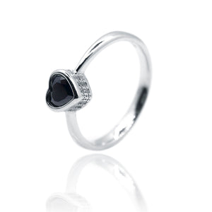 Black Heart Silver 925 Ring