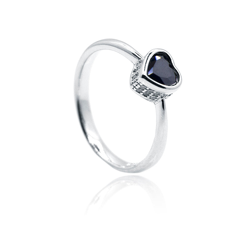 Black Heart Silver 925 Ring