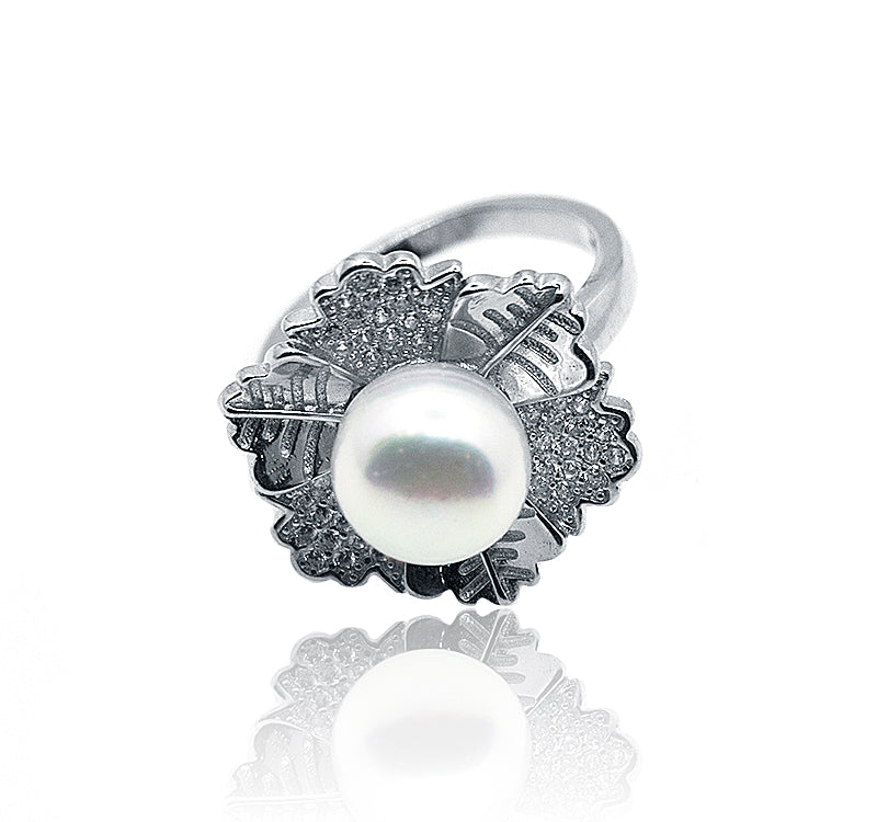 Passion Flower Pearl Silver 925 Ring