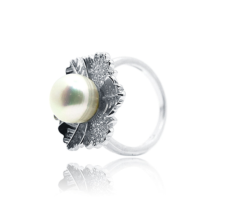 Passion Flower Pearl Silver 925 Ring