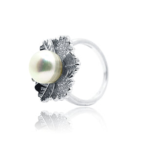 Passion Flower Pearl Silver 925 Ring