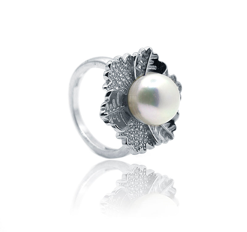 Passion Flower Pearl Silver 925 Ring