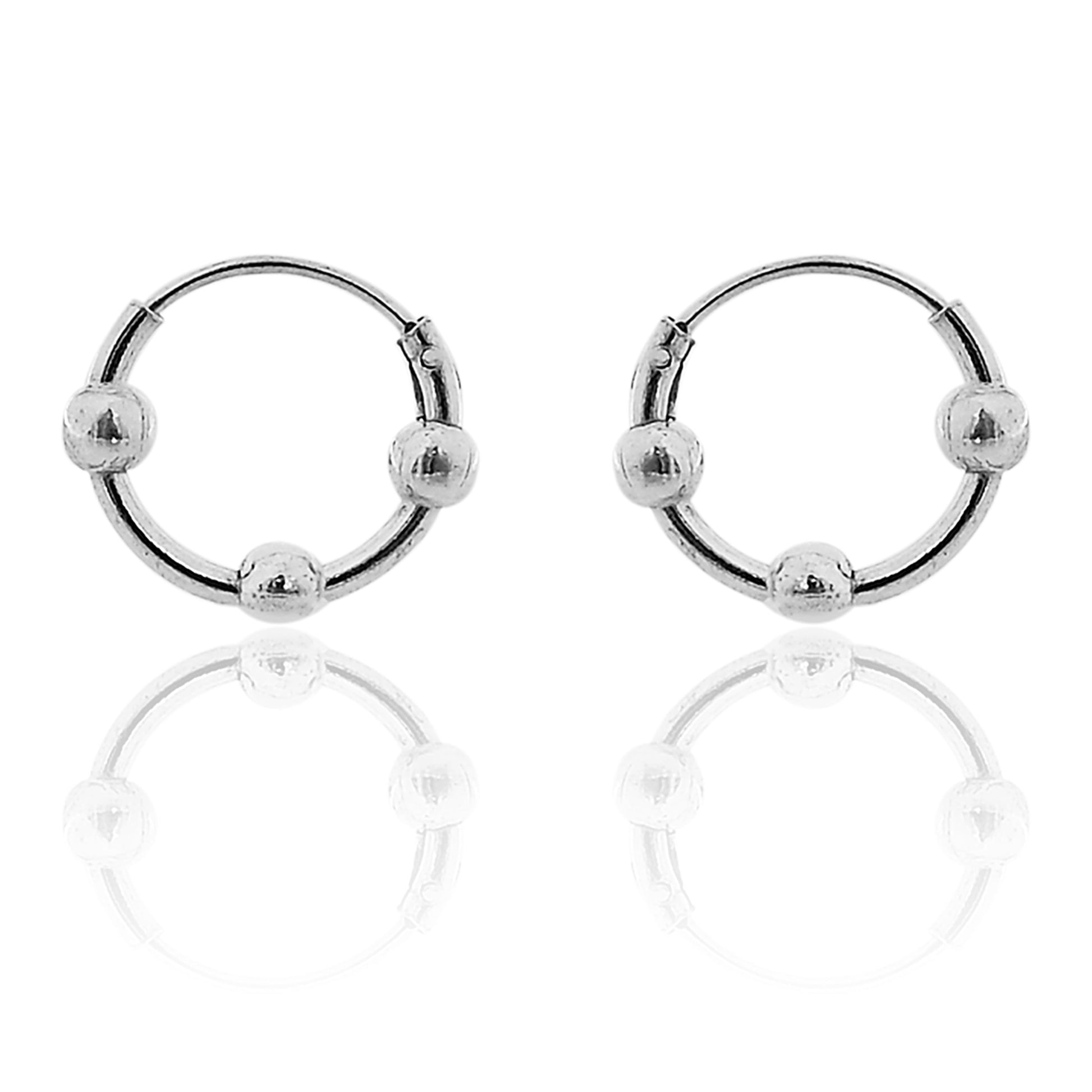 Jewellery Pair Of Silver Stainless Steel Small Hoop Earring For Men & Boys