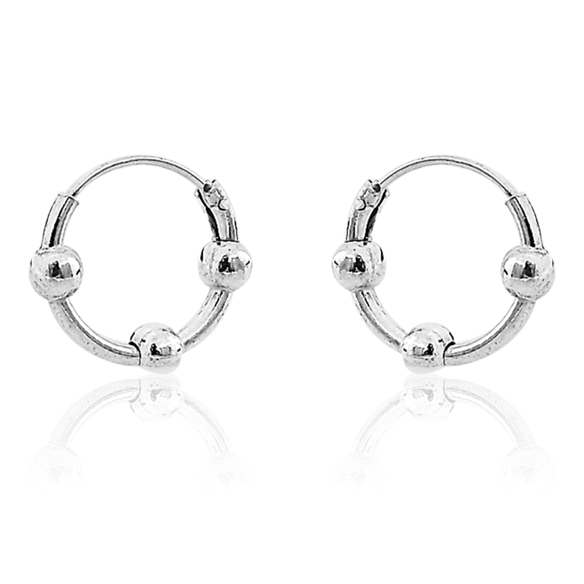 Jewellery Pair Of Silver Stainless Steel Small Hoop Earring For Men & Boys