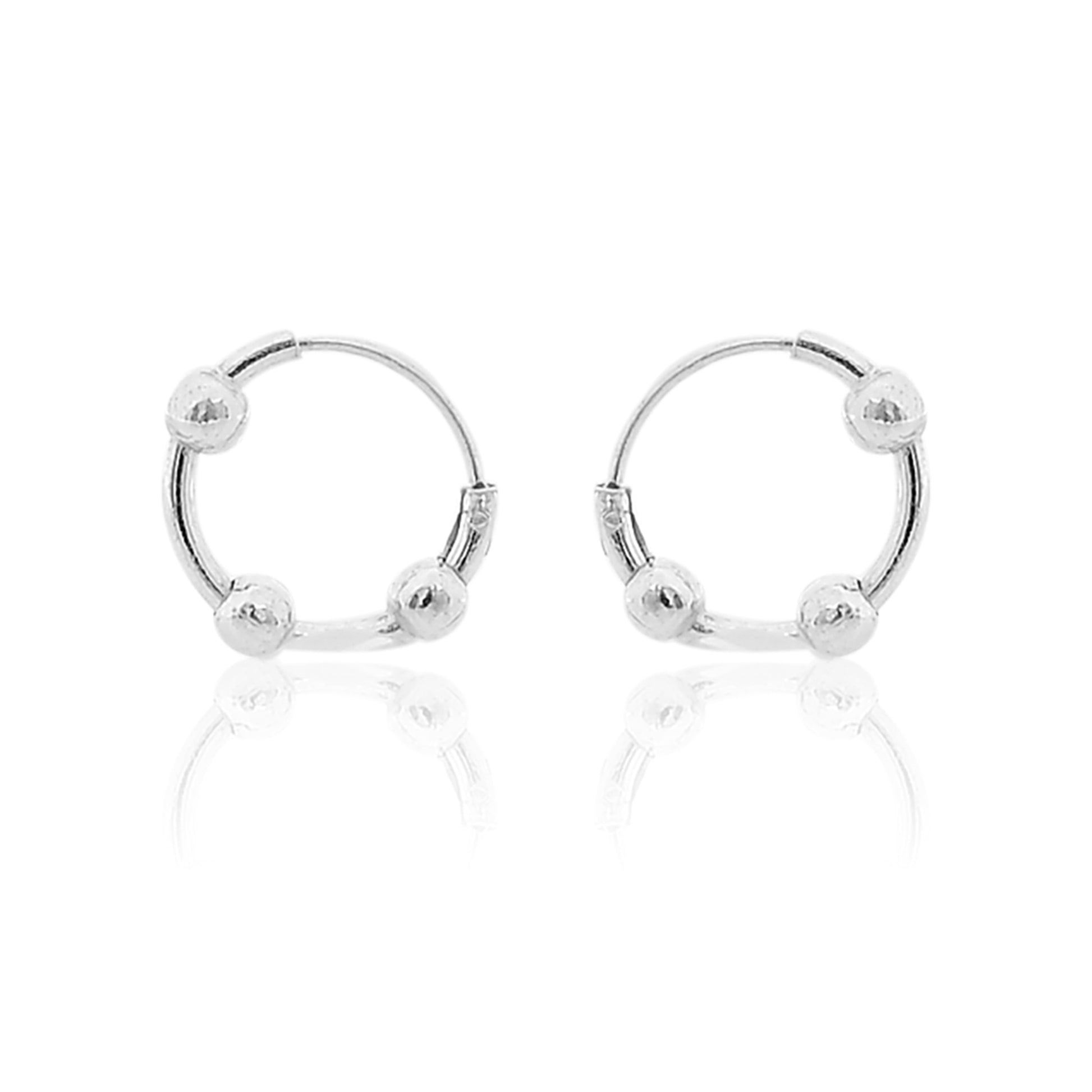 Jewellery Pair Of Silver Stainless Steel Small Hoop Earring For Men & Boys