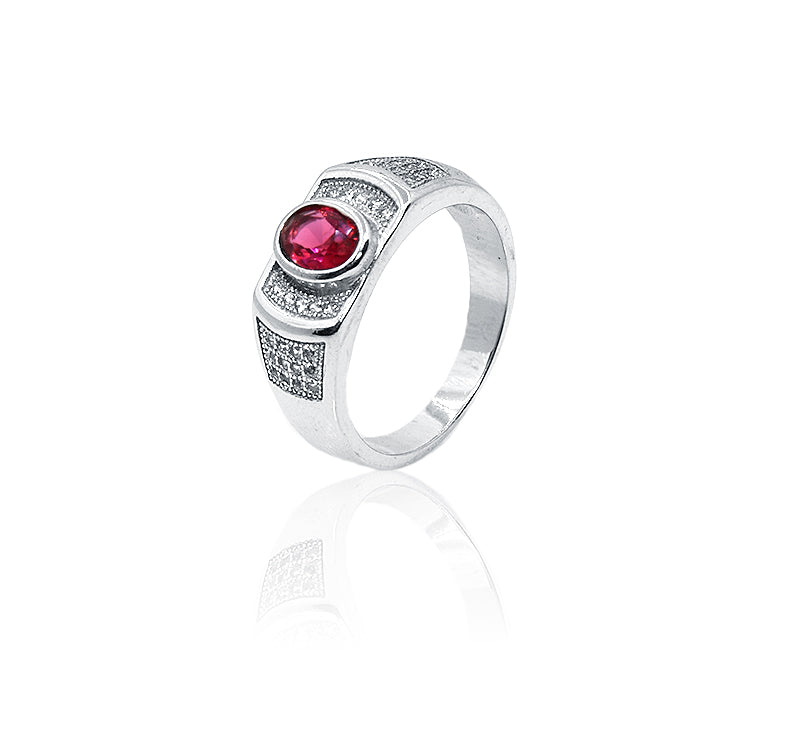 Raspberry Pink Silver 925 Ring