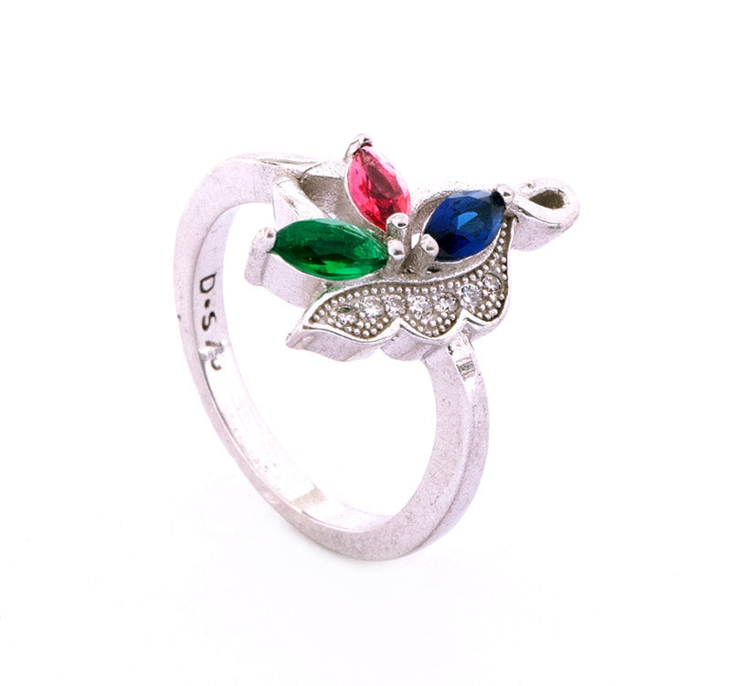 Green red blue stone female rings