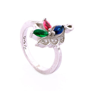 Green red blue stone female rings