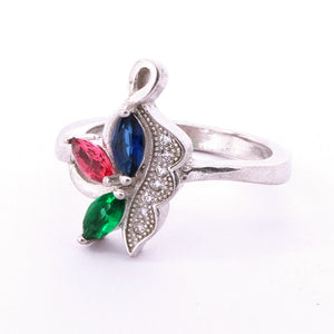 Green red blue stone female rings