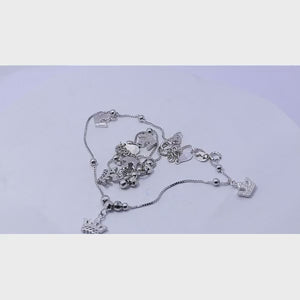 Crown Charms Silver 925 Anklet