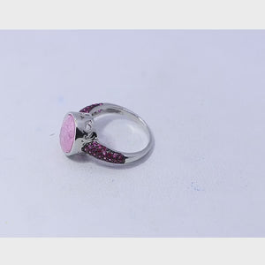 Korean Rouge Pink Marble Silver 925 Ring