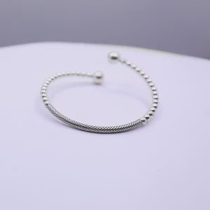 Hope Gems & Jewels 925 Silver oxidised Flexible kada with Round Head