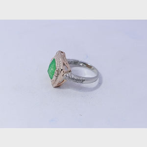 Korean Basil Green Marble Silver 925 Ring