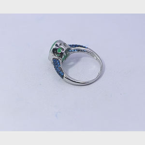 Korean Blue Green Marble Silver 925 Ring