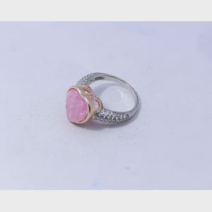 Korean Candy Pink Marble Silver 925 Ring